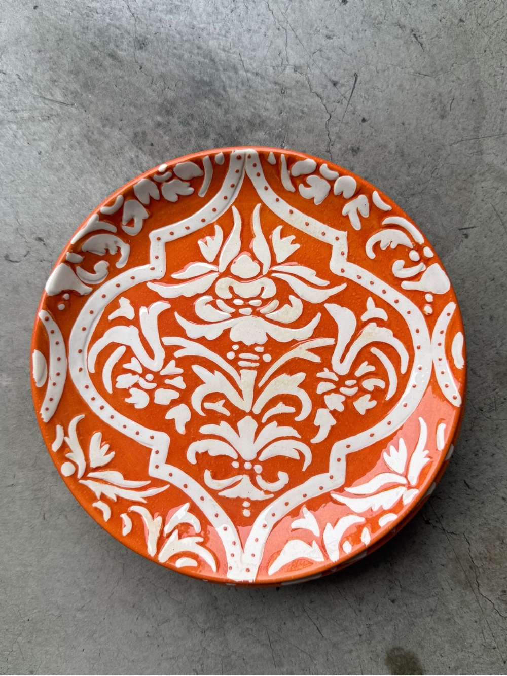 Pottery Barn Orange Baroque Glazed Ceramic Plate
